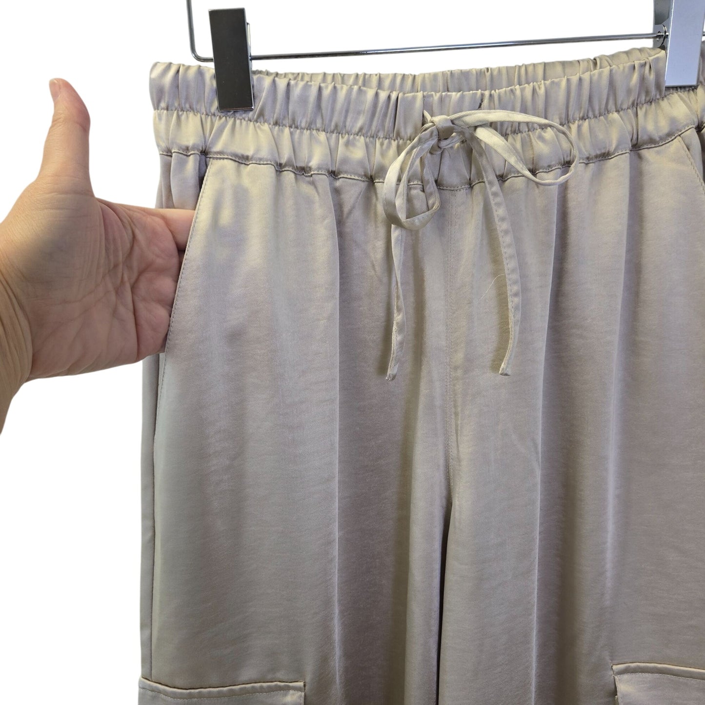 NWT French Connection Chloetta Satin Wide Leg Cargo Trouser Pants Size XS