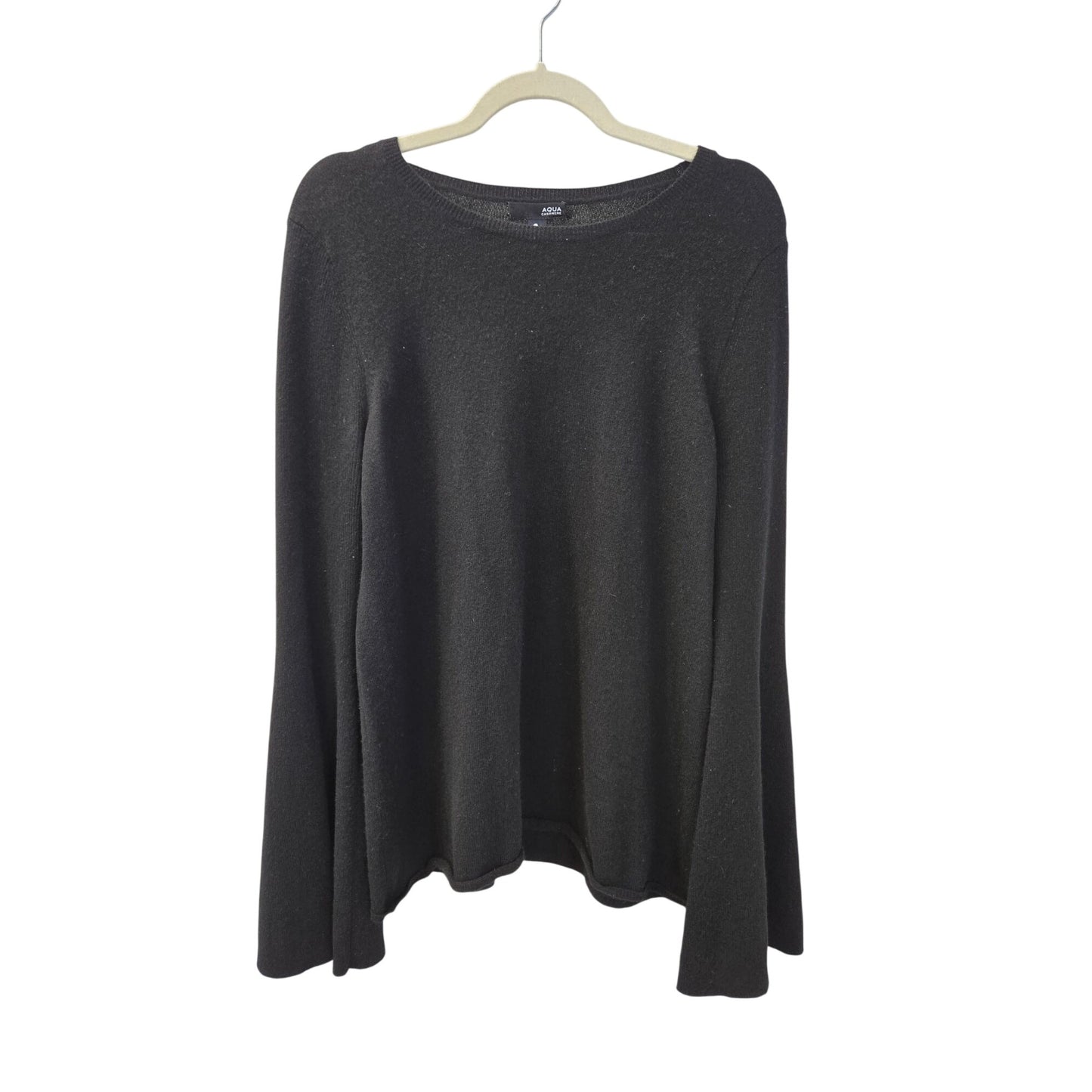 Aqua 100% Cashmere Bell Sleeve Crewneck Sweater Size Large