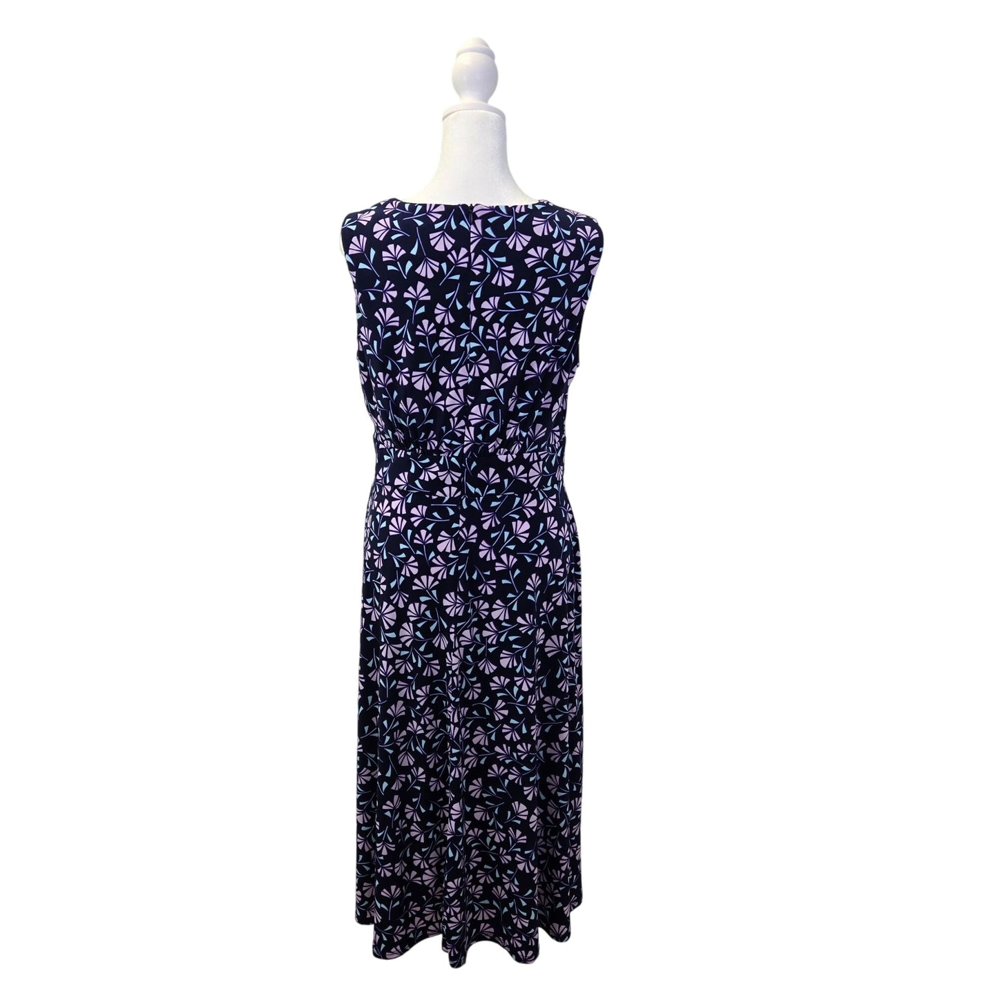 London Times Abstract Floral Print Fit & Flare Midi Dress Size 8