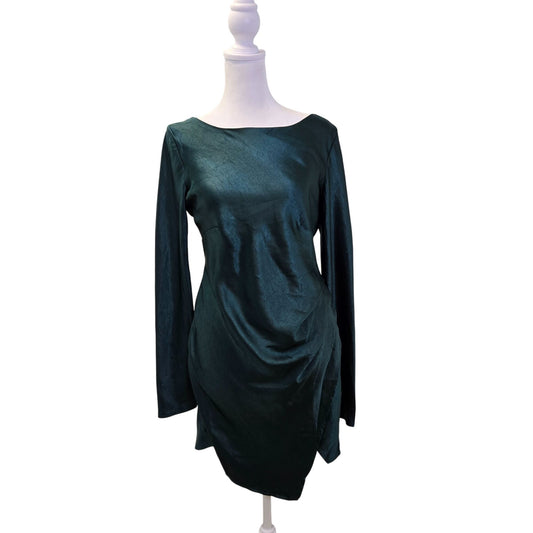 Saints + Secrets Satin Open Back Asymmetrical Hem Mini Dress Size Small