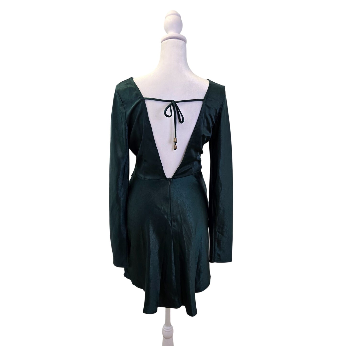 Saints + Secrets Satin Open Back Asymmetrical Hem Mini Dress Size Small