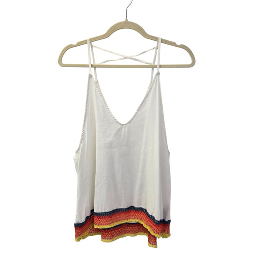 Free People Linen Blend White Fire Strappy Tank Top Size 0
