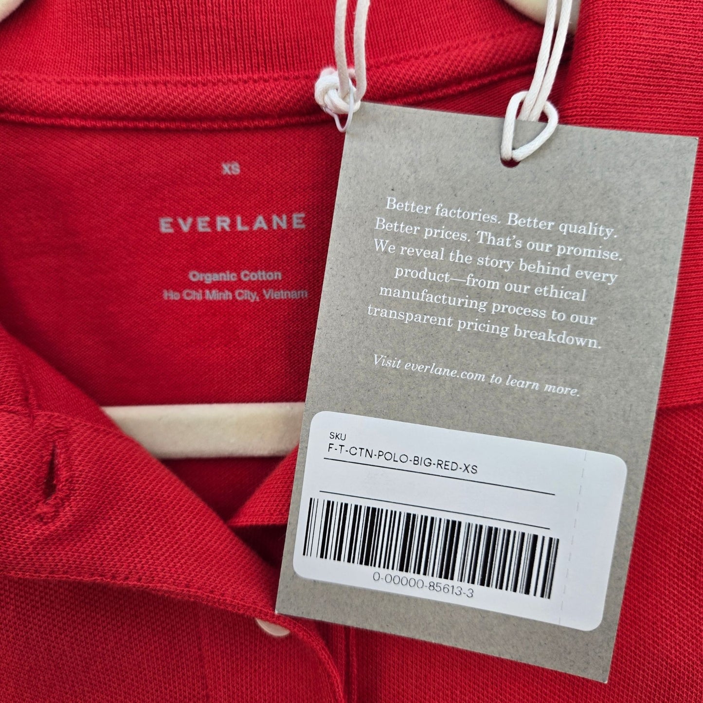 NWT Everlane Organic Cotton Polo Shirt in Big Red Size XS