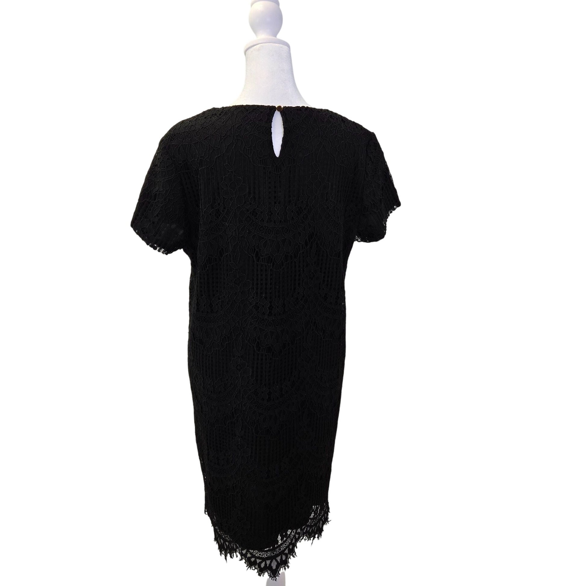 CeCe Lace Overlay Short Sleeve Shift Dress Size 12 CeCe Lace Overlay Short Sleeve Shift Dress Size 12