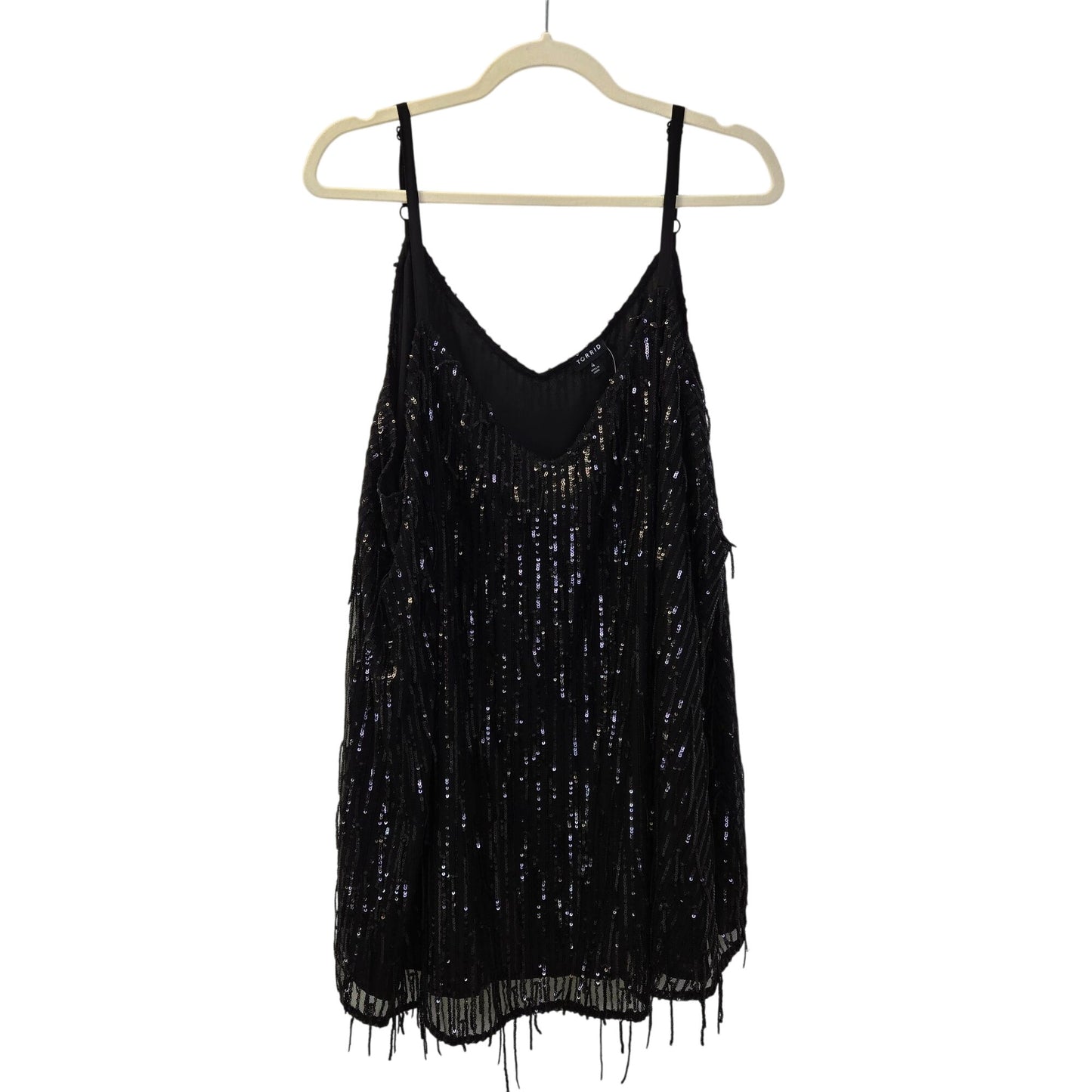 NWT Torrid Sophie Black Fringe Sequin Sleeveless Blouse Size Torrid 4/4XL