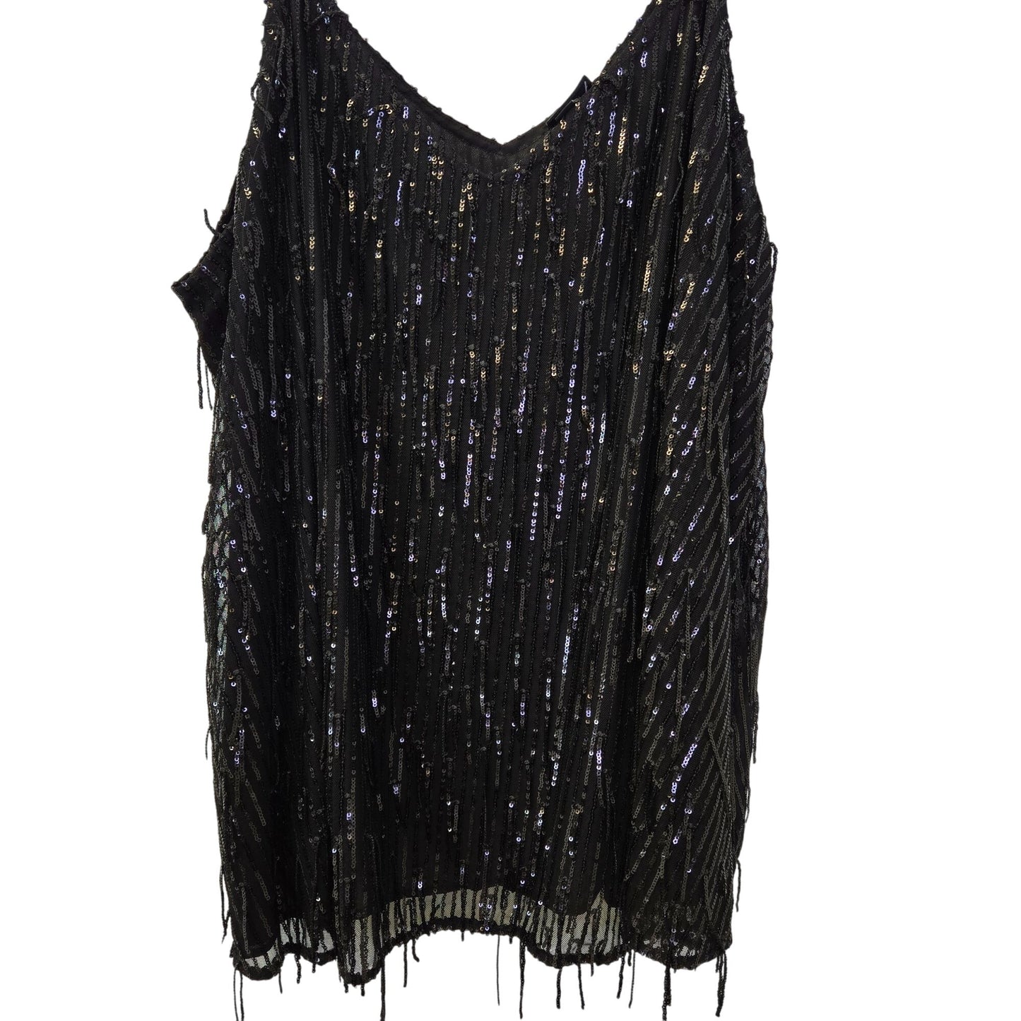 NWT Torrid Sophie Black Fringe Sequin Sleeveless Blouse Size Torrid 4/4XL