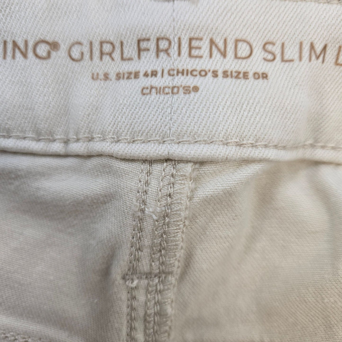 Chico's So Slimming Girlfriend Slim Leg Ankle Embroidered Jeans Size 4