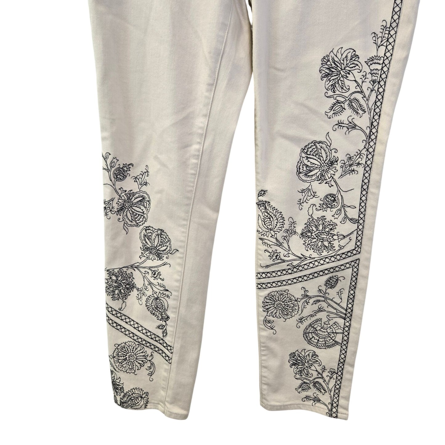 Chico's So Slimming Girlfriend Slim Leg Ankle Embroidered Jeans Size 4