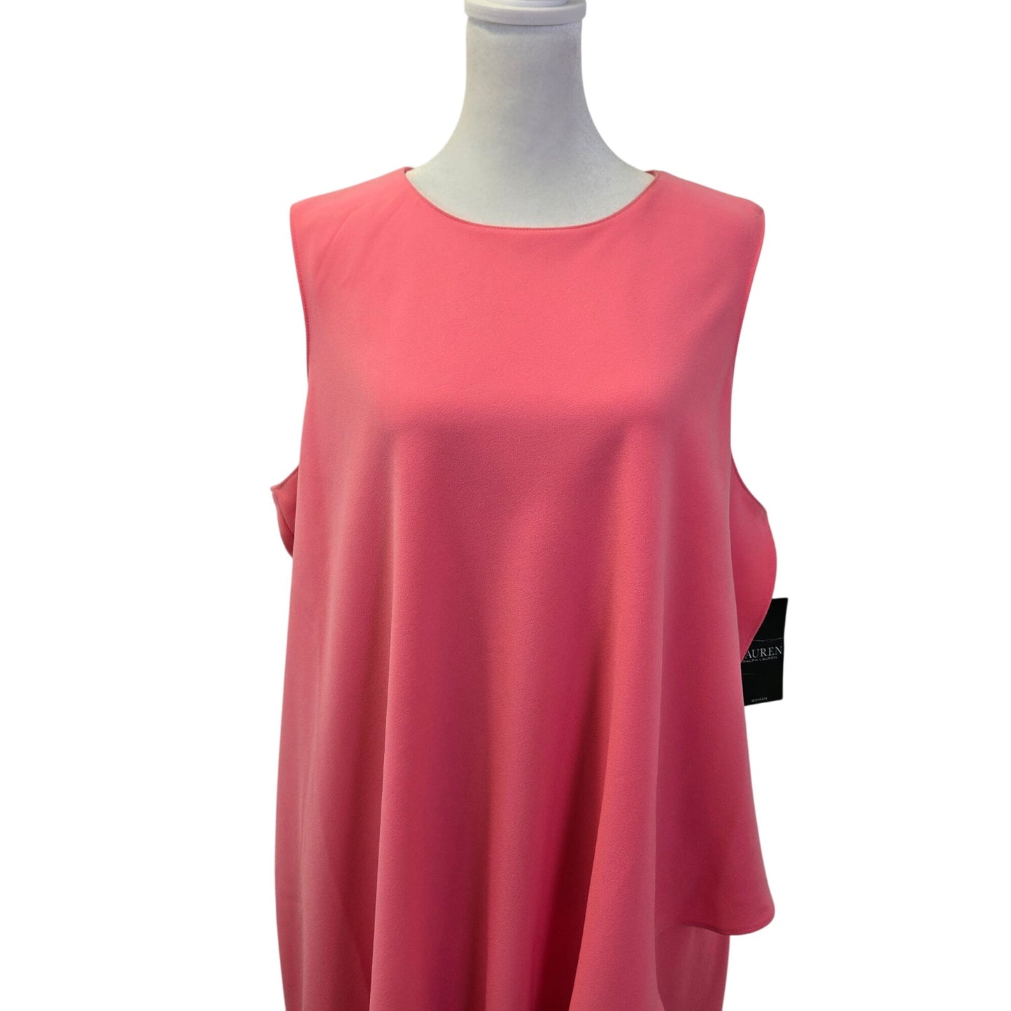 NWT Lauren Ralph Lauren Georgette Crepe Cascading Ruffle Shift Dress Size 16W
