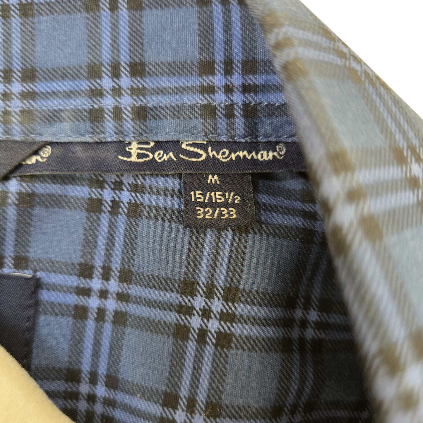 Ben Sherman Slim Fit Stretch Plaid Button Down Shirt Size Medium