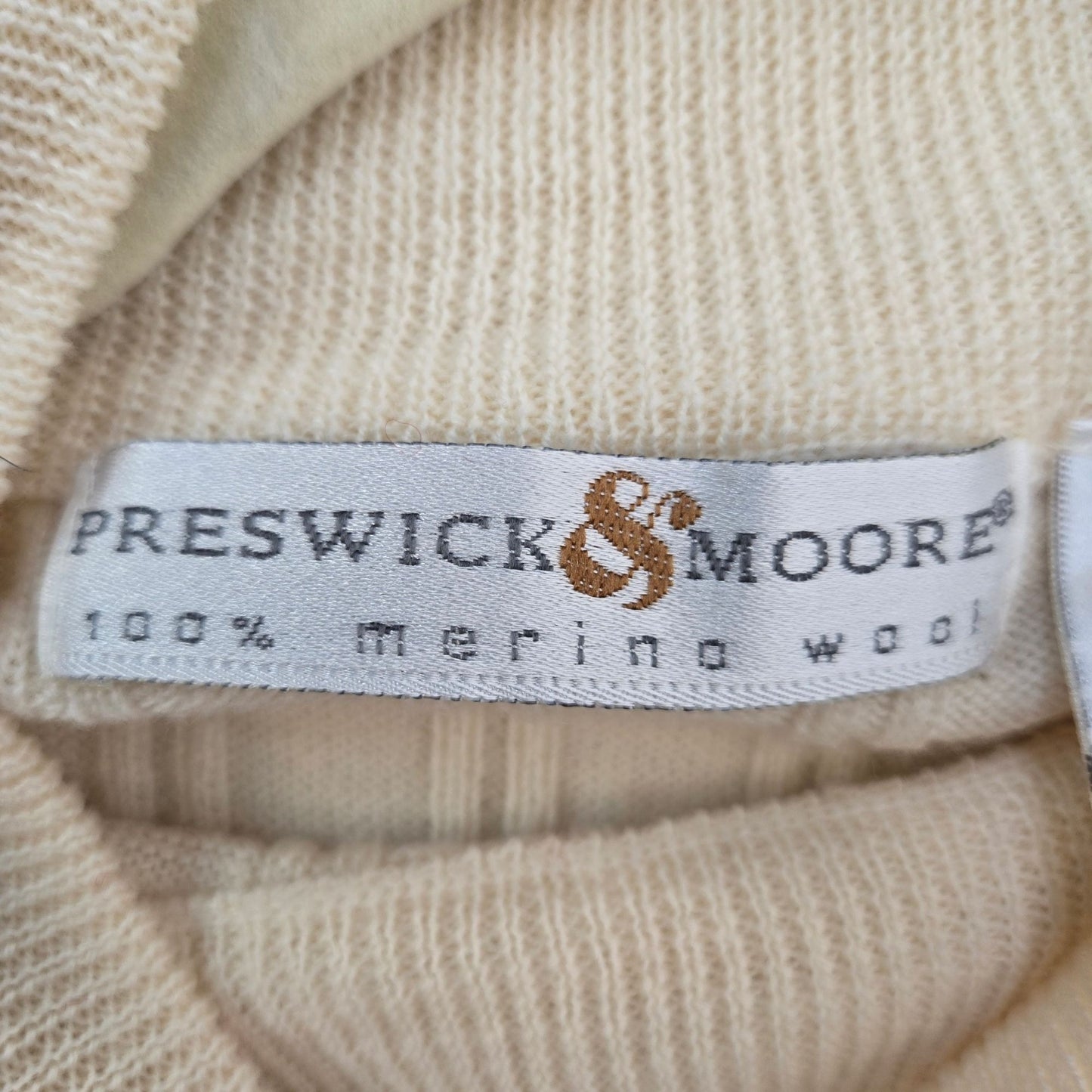 Preswick & Moore 100% Merino Wool Mockneck Ribbed Sweater Size Large