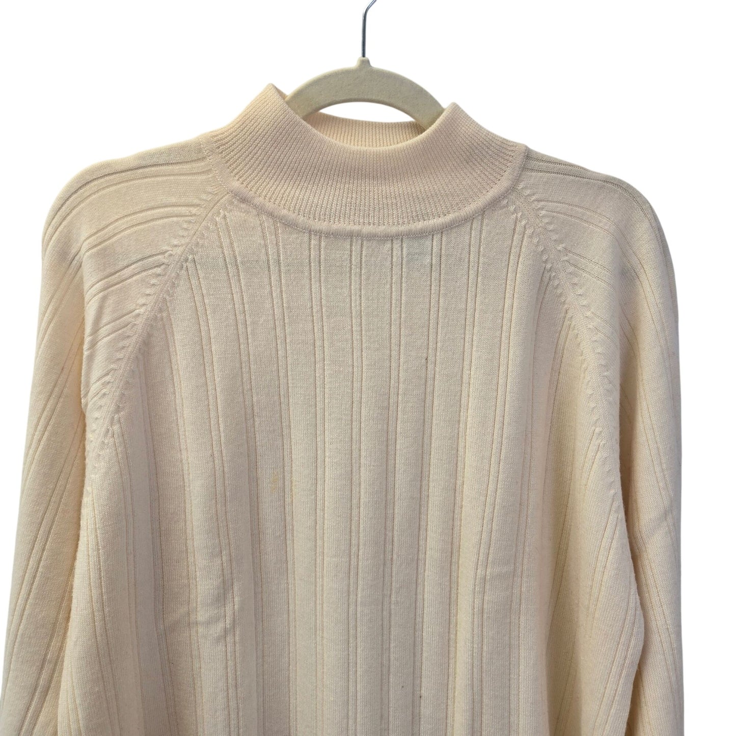 Preswick & Moore 100% Merino Wool Mockneck Ribbed Sweater Size Large