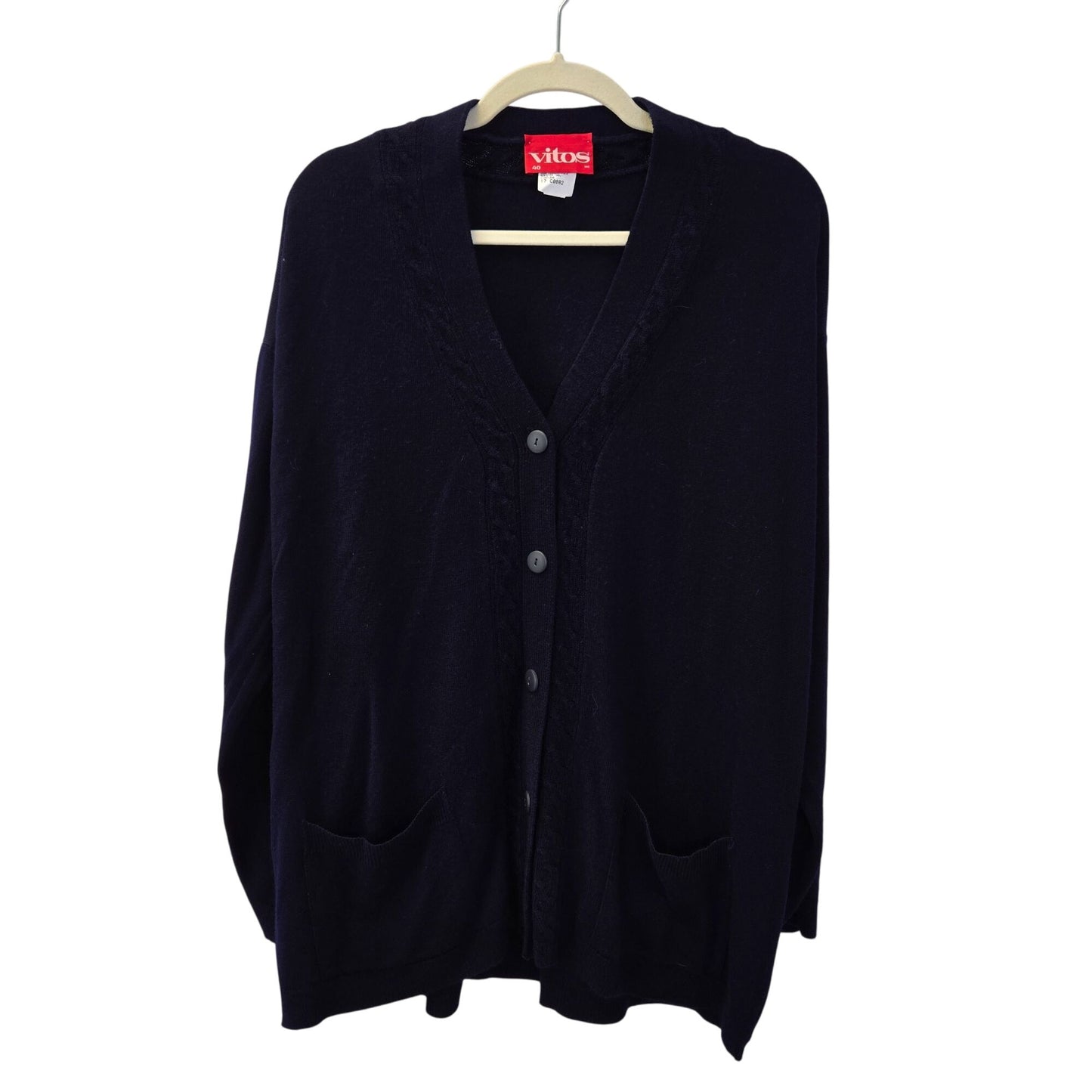 NWT Vitos Cable Knit Trim Cardigan Sweater Size 40/US XL