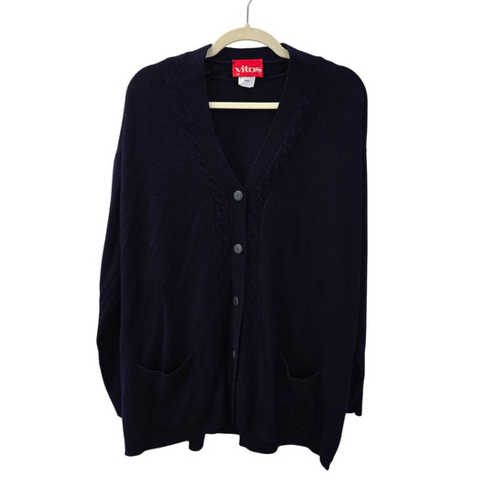 NWT Vitos Cable Knit Trim Cardigan Sweater Size 40/US XL