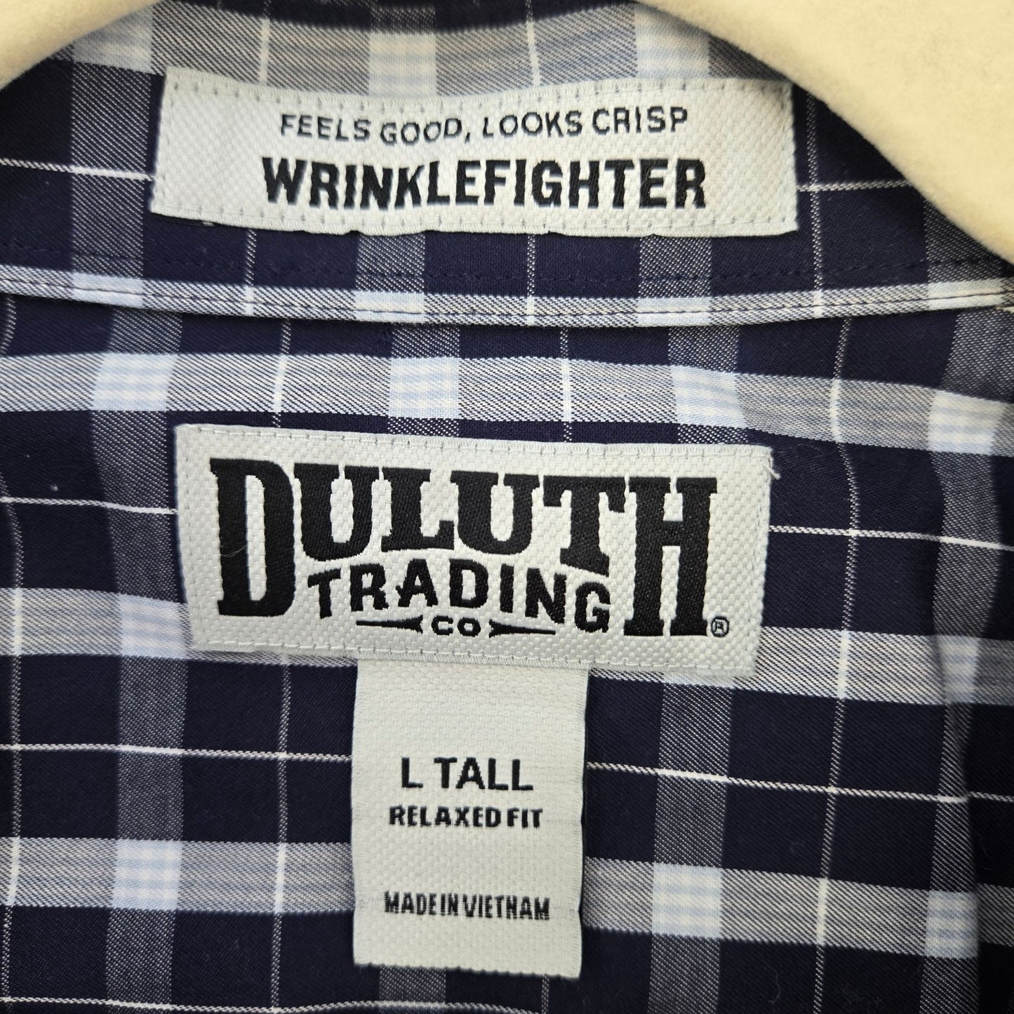 Duluth Trading Company Wrinklefighter Relaxed Fit Long Sleeve Shirt Size L Tall
