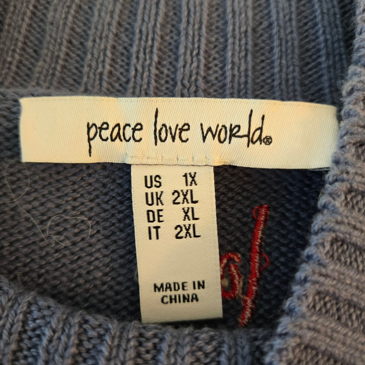 Peace Love World Cotton Blend Turtleneck One Pocket Sweater Size 1X