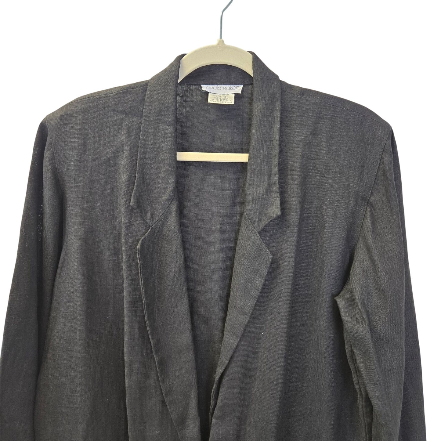 Paula Saker 100% Linen One Button Longline 3/4 Sleeve Blazer Size 8