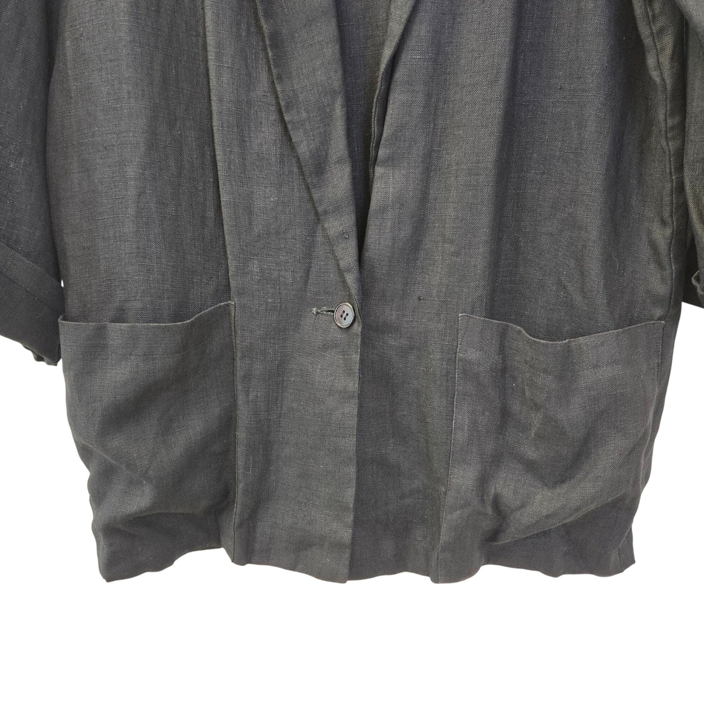 Paula Saker 100% Linen One Button Longline 3/4 Sleeve Blazer Size 8