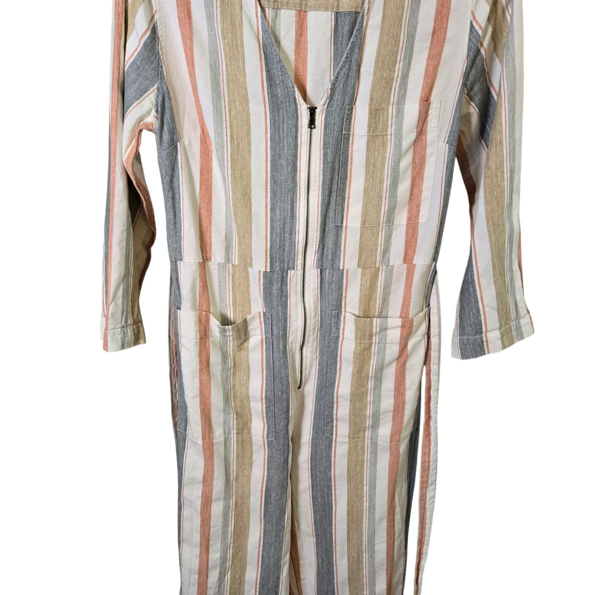 NWOT Madewell V-Neck Tie Waist Striped Jumpsuit Size 2
