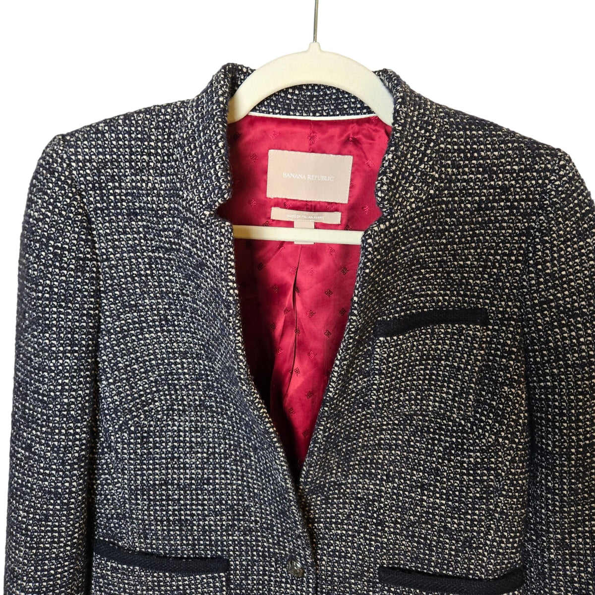 Banana Republic Wool Blend Tweed One Button Blazer Jacket Size 8