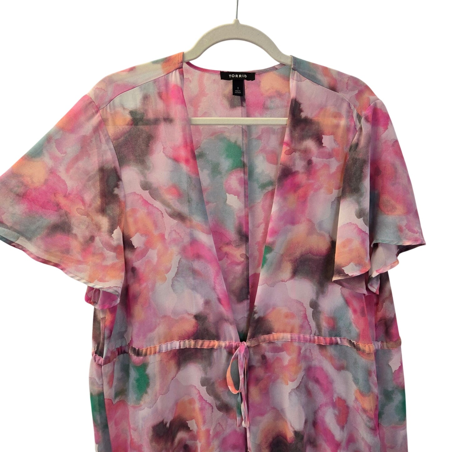 Torrid Floral Sheer Chiffon Kimono Duster Cover-Up Size Torrid 1/XL