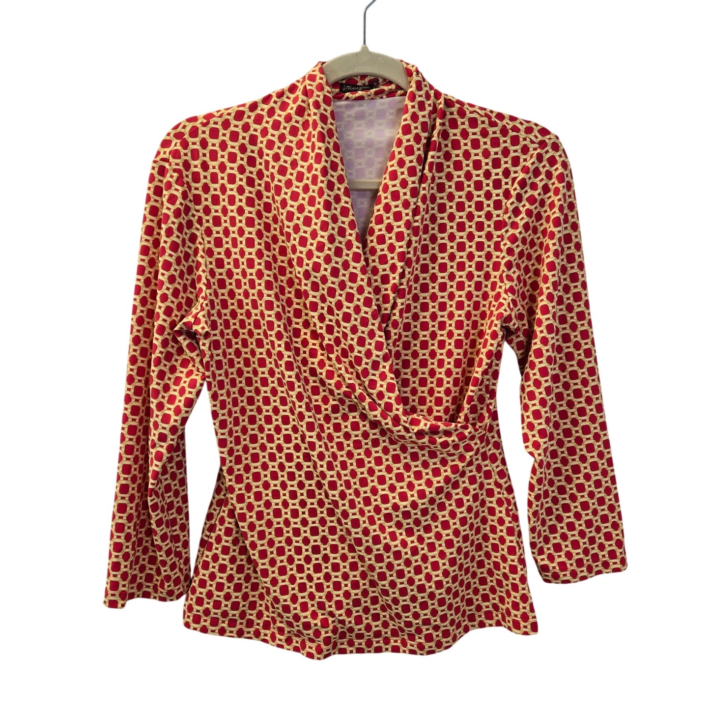 J. McLaughlin Catalina Cloth Graphic Chain Print Faux Wrap Top Size Small