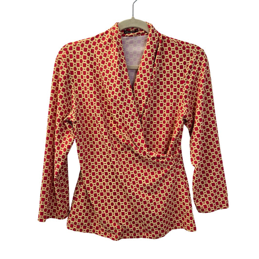 J. McLaughlin Catalina Cloth Graphic Chain Print Faux Wrap Top Size Small