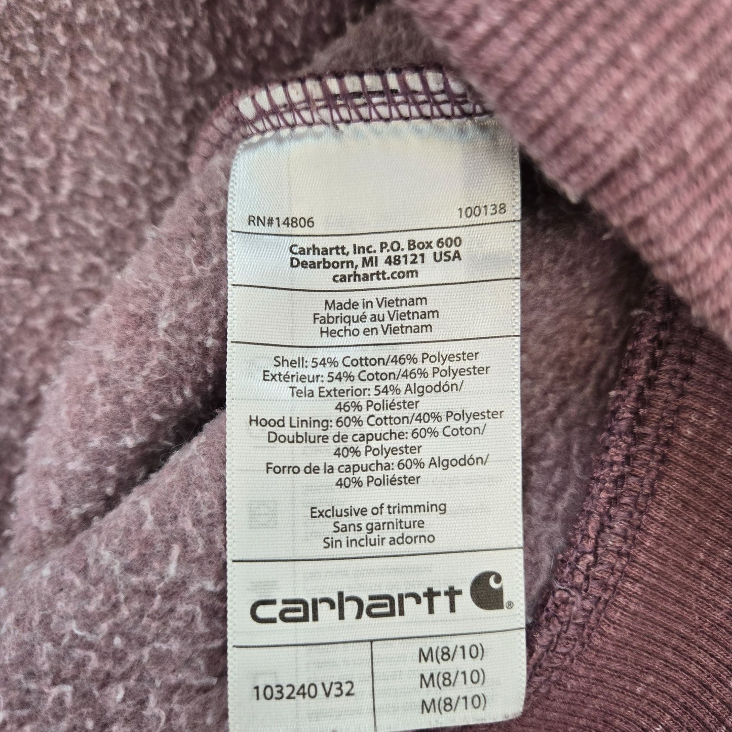 Carhartt Relaxed Fit Clarksburg Half-Zip Hooded Sweatshirt Size Medium