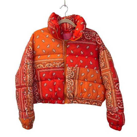 Azalea Wang Paisley Midtown Crop Puffer Jacket Size Large