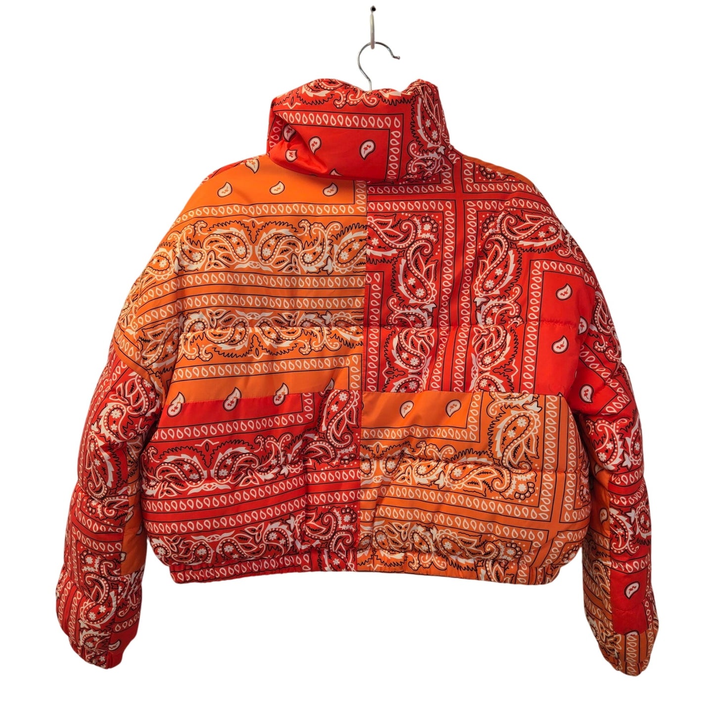 Azalea Wang Paisley Midtown Crop Puffer Jacket Size Large