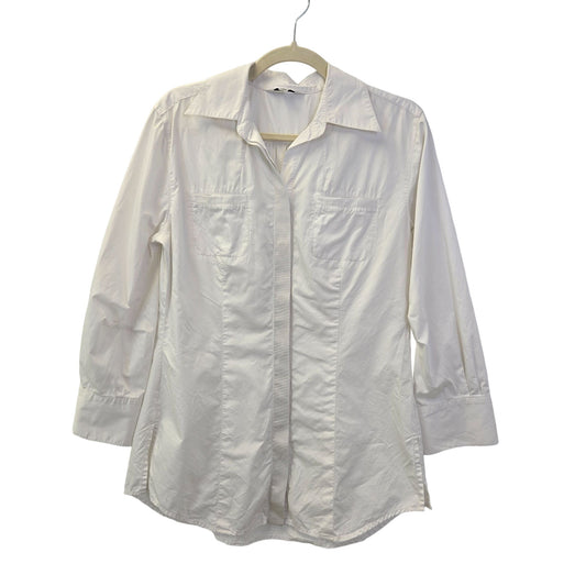 Cabi Button Front White Cotton Button Down Shirt Shirt Medium