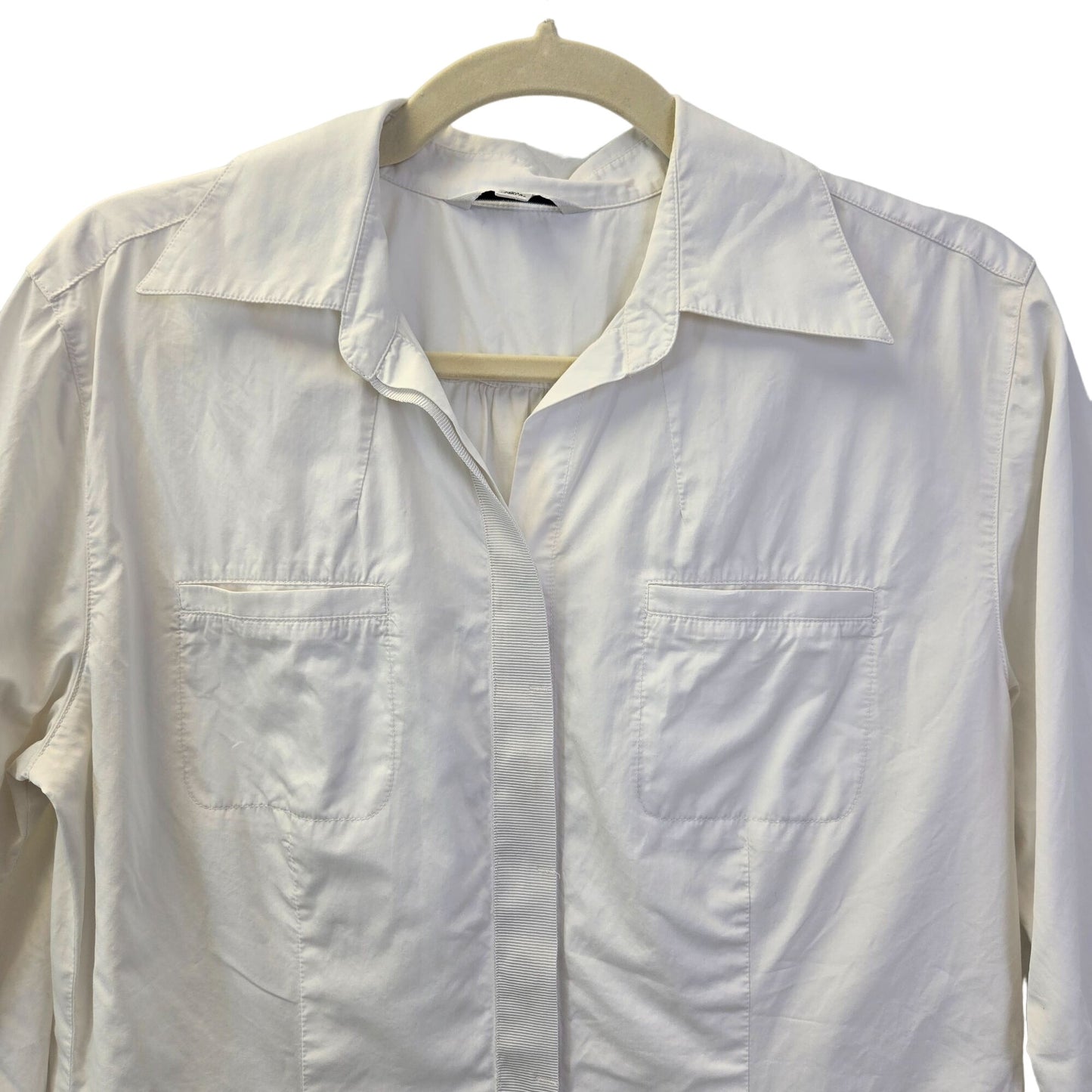 Cabi Button Front White Cotton Button Down Shirt Shirt Medium