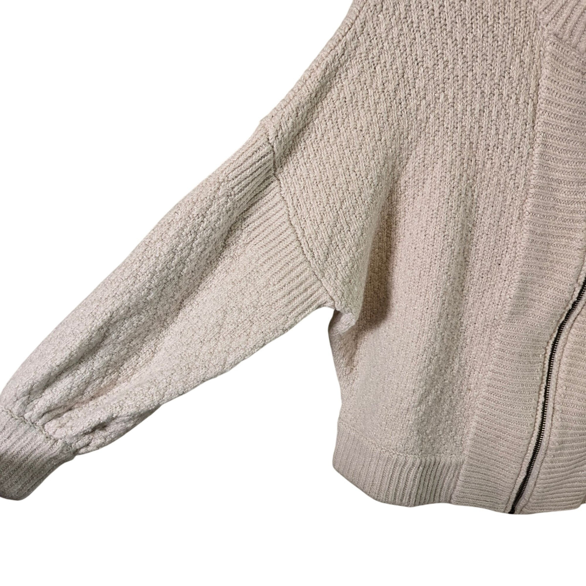 Garnet Hill Wool & Linen Woven Full Zip Cardigan Sweater Size Medium
