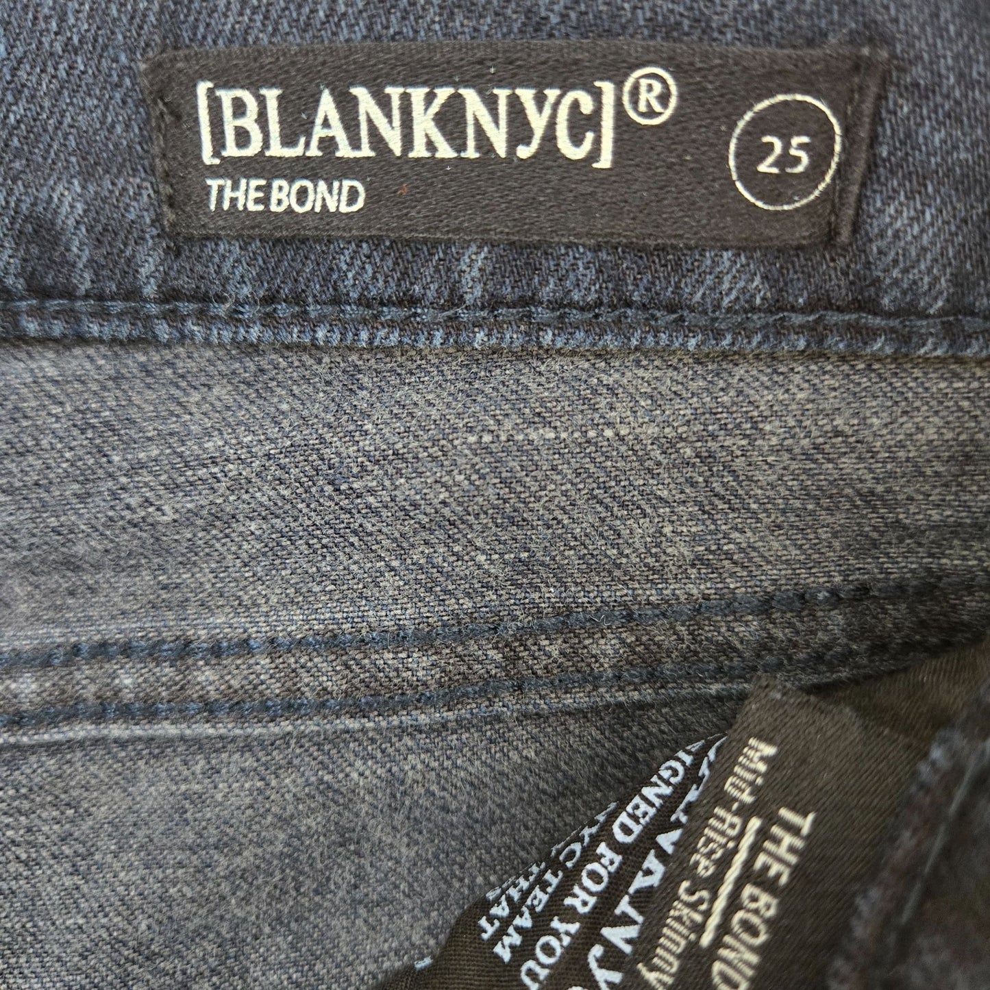 Blank NYC The Bond High Rise Distressed Hem Dark Wash Jeans Size 25