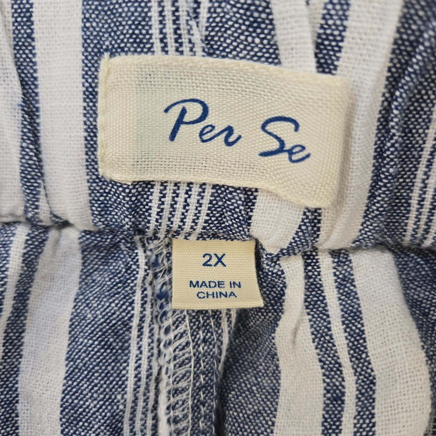 NWT Per Se Linen Blend Striped Capri Pants Size 2X