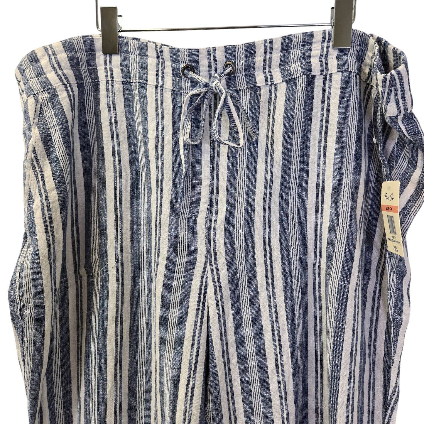 NWT Per Se Linen Blend Striped Capri Pants Size 2X