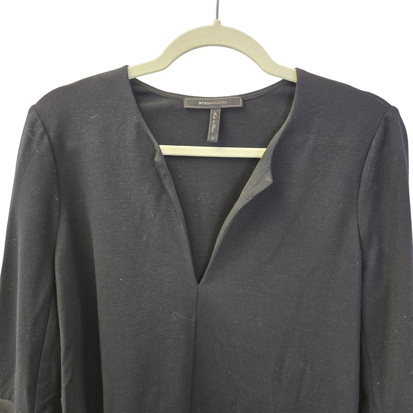 BCBGMaxAzria Vegan Leather Trim Bell Sleeve Boho Top Size Small