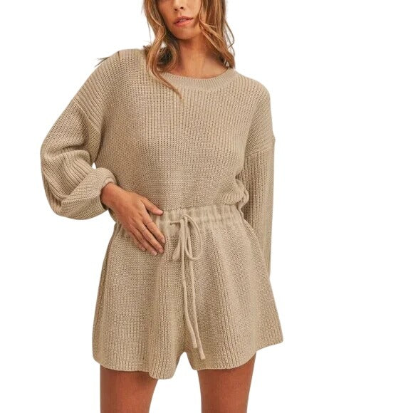 Mable Johanna Ribbed Knit Sweater Romper Size Small
