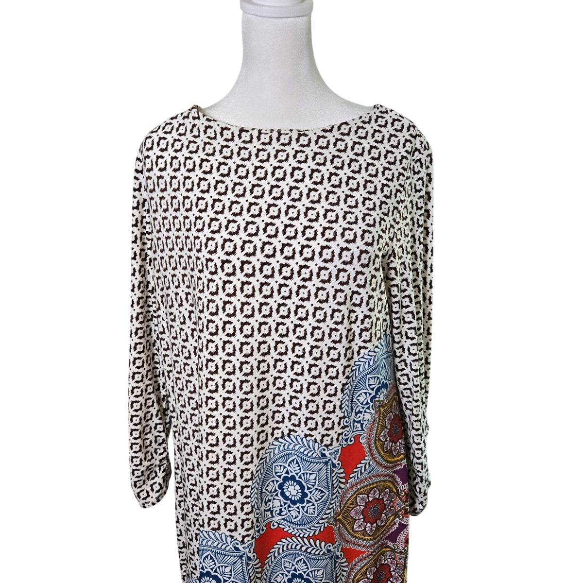 Chico's Mixed Boho Medallion Graphic Print Shift Dress Size Chico's 1/Medium