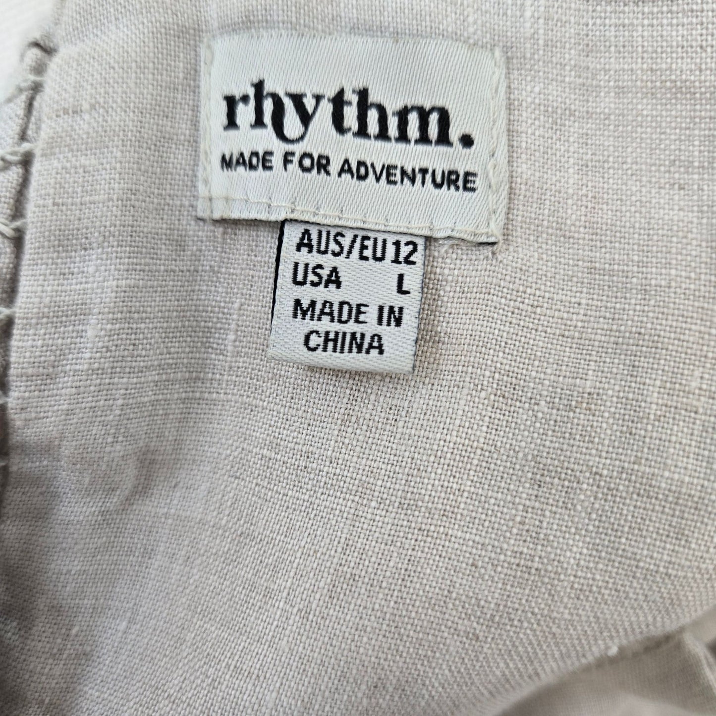 Rhythm. 100% Linen Faux Mini Shirt Dress Size Large