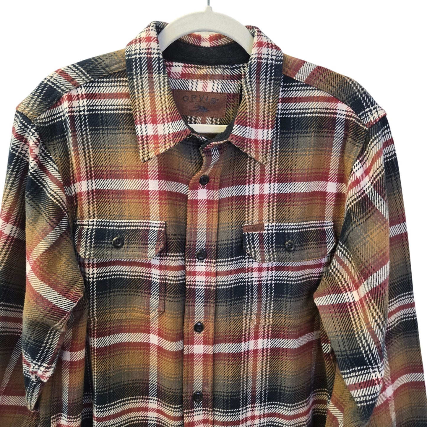Orvis Heavier Weight Plaid Flannel Button Down Shacket Size Medium