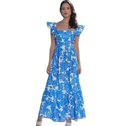 London Times Womens Square Neck Floral Ruffle Sleeve Maxi Dress Size 18W