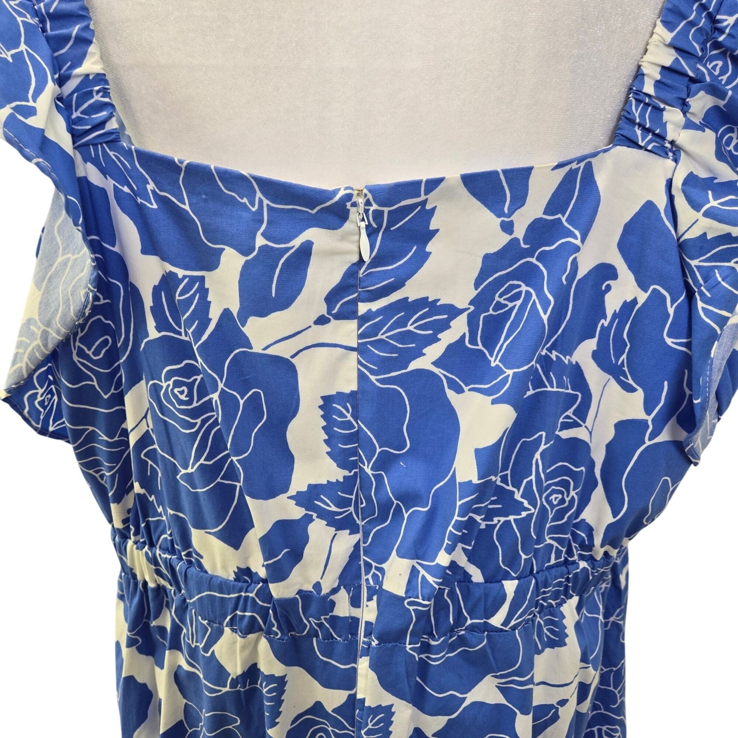 London Times Womens Square Neck Floral Ruffle Sleeve Maxi Dress Size 18W