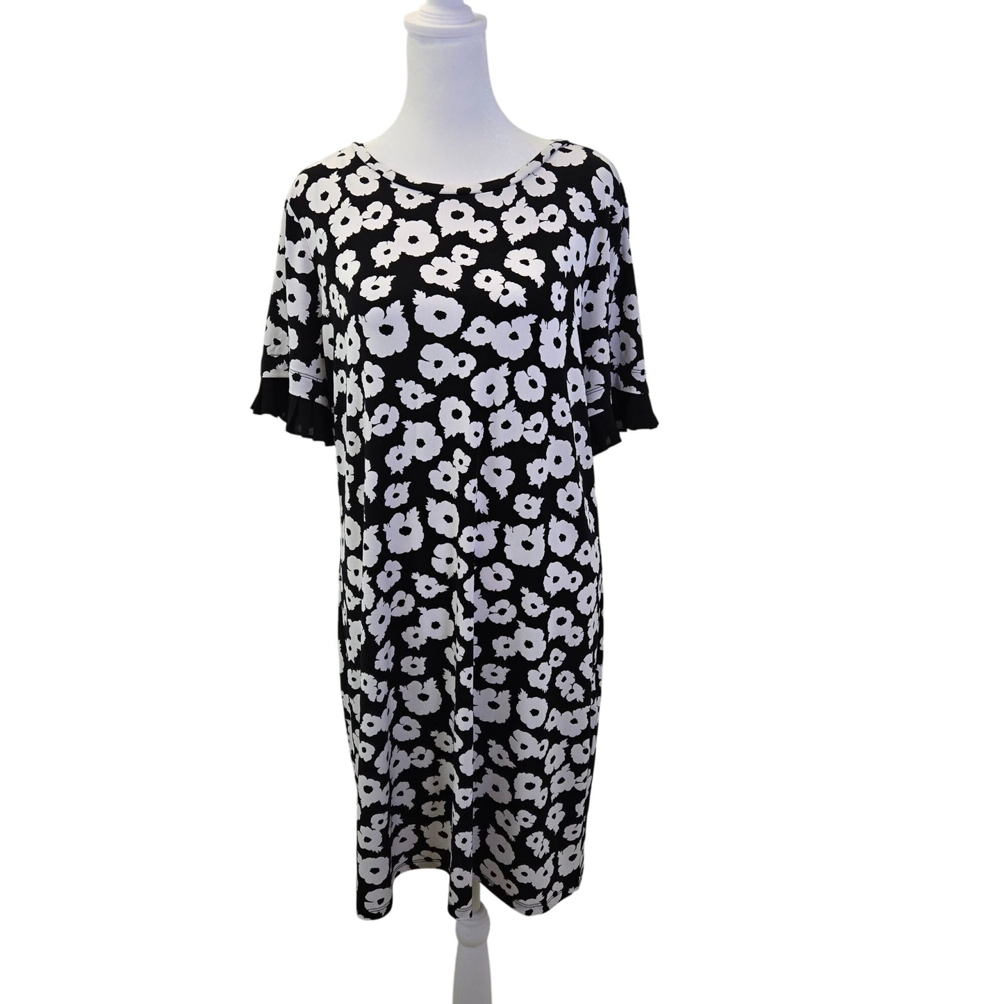 Michael Michael Kors Floral Pleat Sleeve Shift Dress Size Large