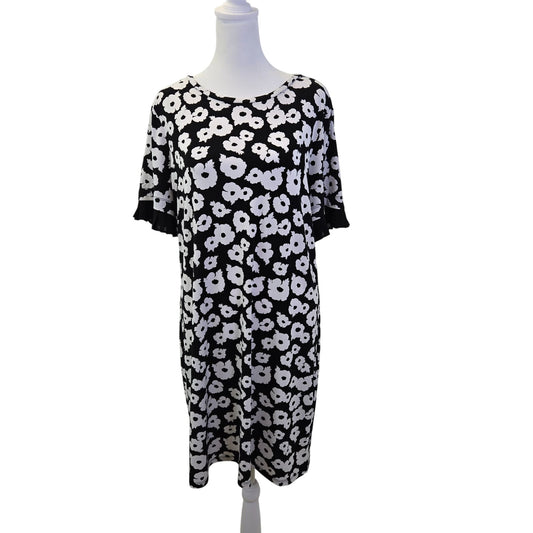 Michael Michael Kors Floral Pleat Sleeve Shift Dress Size Large