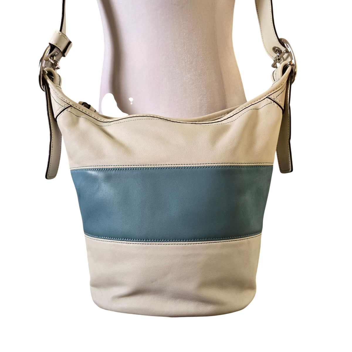Coach Factory Vintage Rugby Stripe Leather Bucket Shoulder Bag