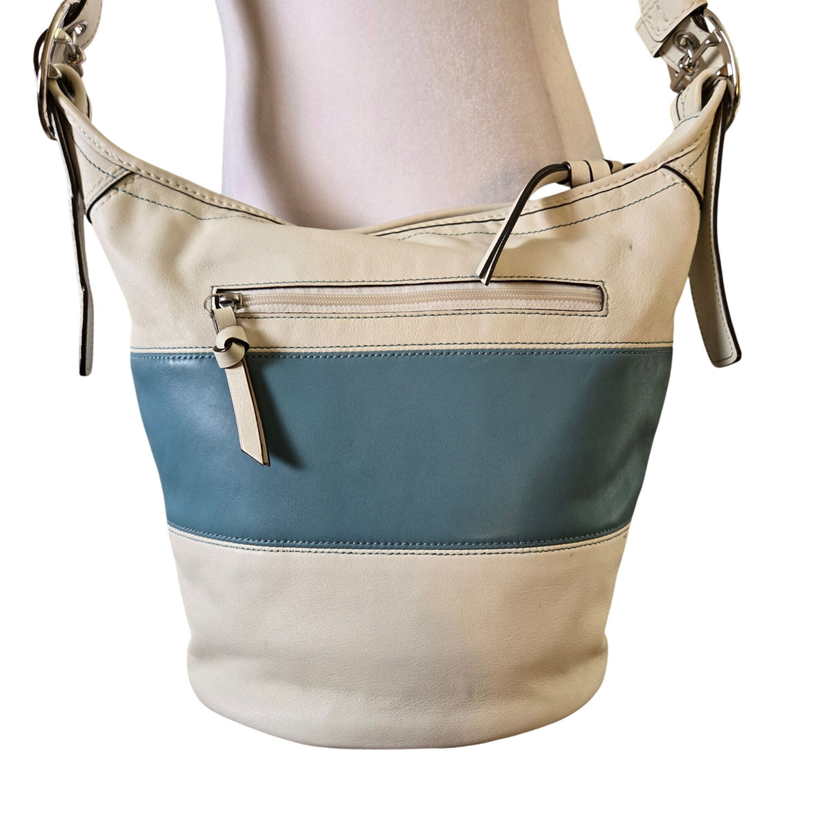 Coach Factory Vintage Rugby Stripe Leather Bucket Shoulder Bag