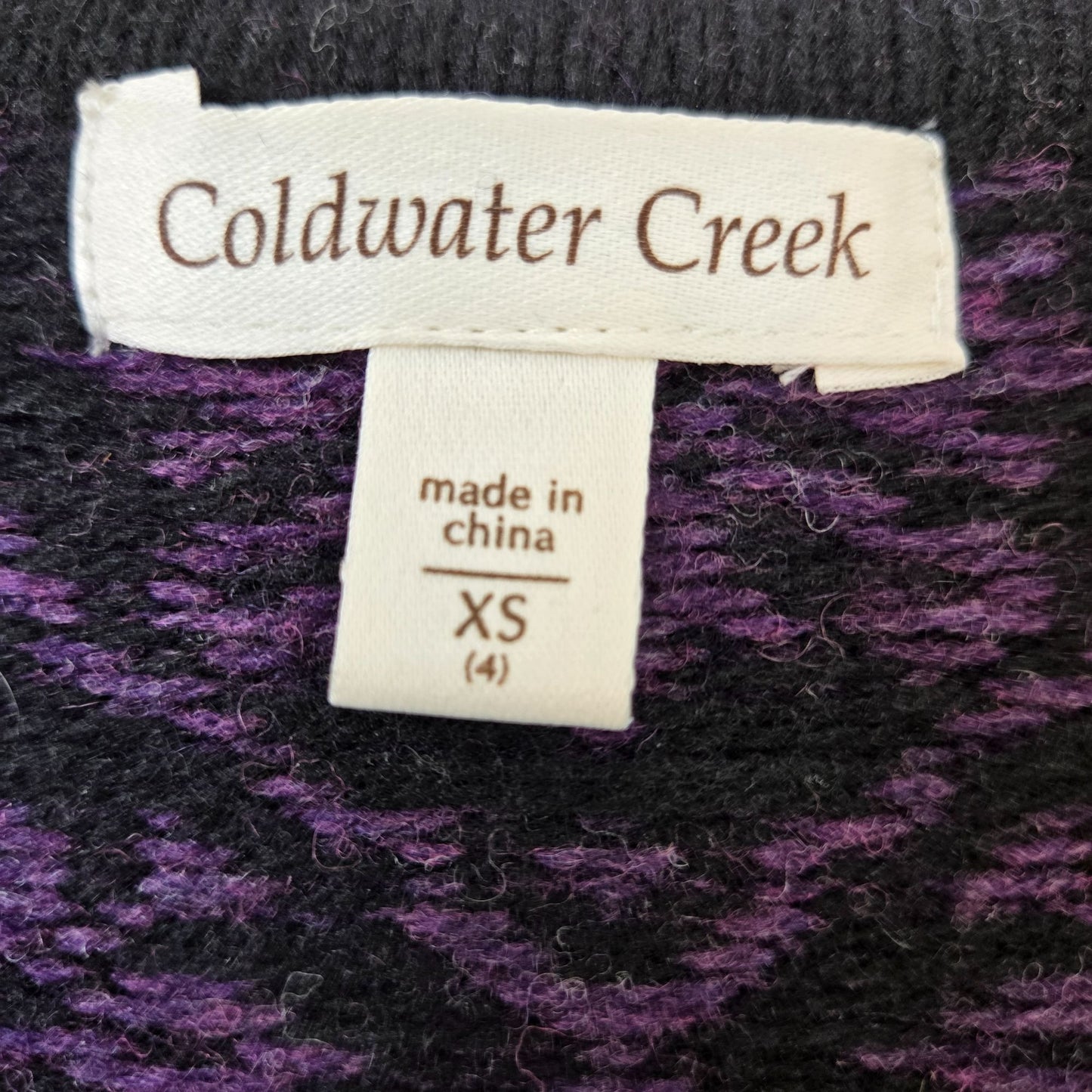 Coldwater Creek Wool Blend Snowflake Pattern Cardigan Sweater Size XS