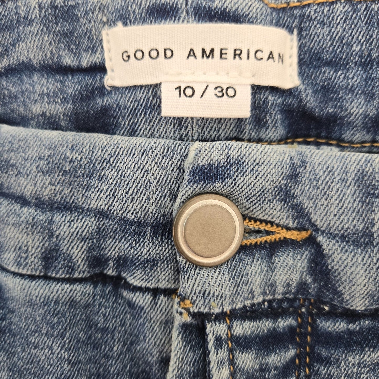 Good American Good Legs Flare Wide-Leg Raw Hem Jeans Size 30