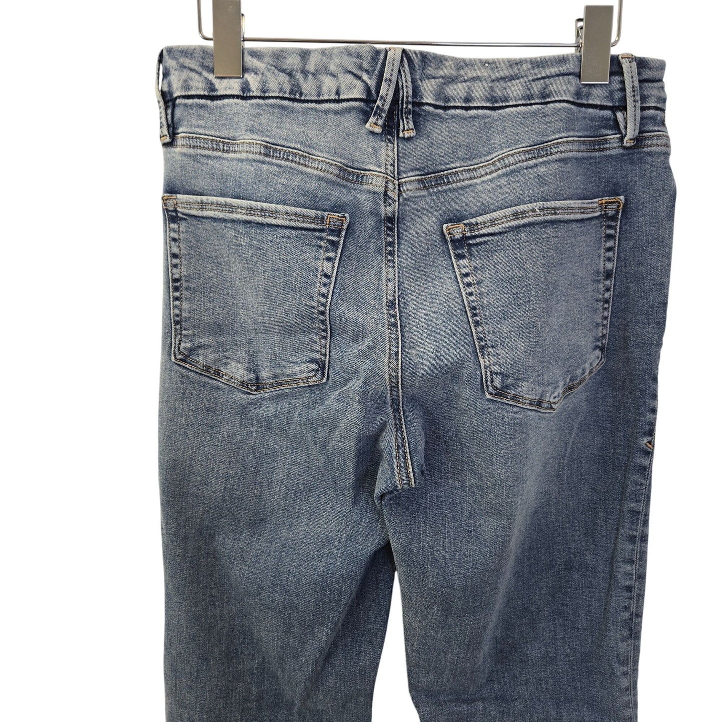 Good American Good Legs Flare Wide-Leg Raw Hem Jeans Size 30